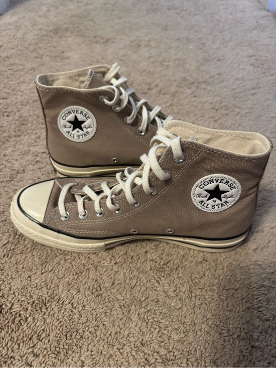 Converse Other - Converse High Top Sneakers - Taupe Canvas with White Accents